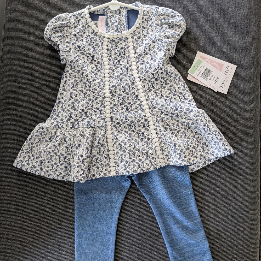 NWT! Bonnie Jean Baby Blue Lace outfit - 18 mo